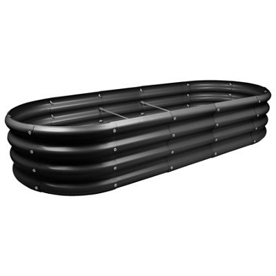 Rounded Galvanised Steel Raised Garden Beds - 180cm x 90cm - Anthracite - 2pc - 7