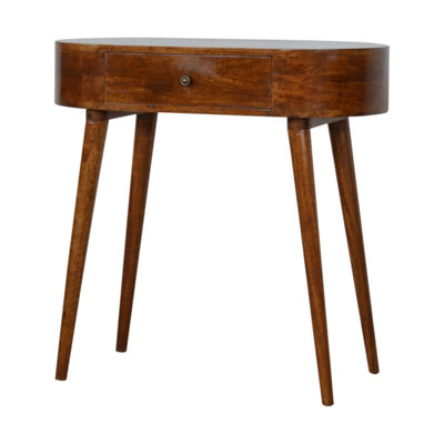 Rounded Petite Console Table - Mango Wood - L40 x H78 x W80 cm - Chestnut