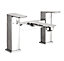 Rounded Square Chrome Basin Tap & Bath Filler Tap Pack Including Full Cover Slotted Basin Waste