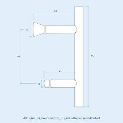 Rounded Stainless Steel 200 mm Shower Door Handle 145 mm Hole To Hole Centre