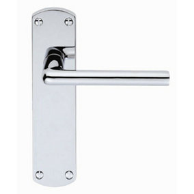 Rounded Straight Bar Handle on Latch Backplate 170 x 42mm Polished Chrome