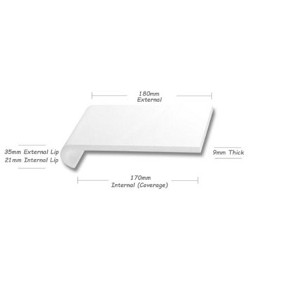 Rounded Window Sill Cover Board Plastic uPVC Window Cill Capping (L)5m (W)180mm (T)9mm