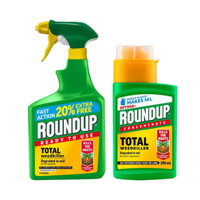 Roundup Fast Action Weedkiller Kit 1.2L Ready to Use Spray and Optima ...