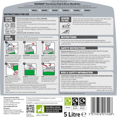 Roundup Path & Drive Ready to Use Weedkiller Pump N Go 5L Large ...