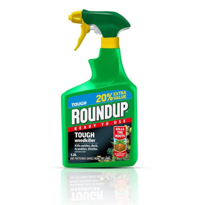 Roundup Tough Ready to Use Weedkiller 1L + 20% Extra Value Fast Acting ...