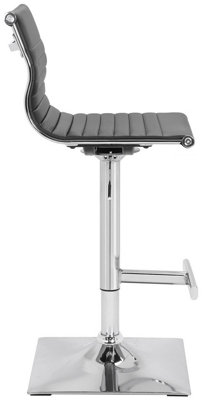Rovigo Breakfast Bar Stool, Chrome Footrest, Height Adjustable Swivel Gas Lift, Home Bar & Kitchen Faux-Leather Barstool, Black