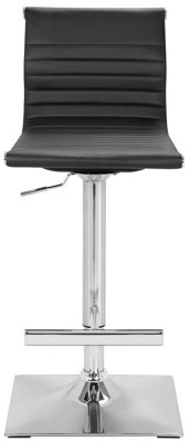 Rovigo Breakfast Bar Stool, Chrome Footrest, Height Adjustable Swivel Gas Lift, Home Bar & Kitchen Faux-Leather Barstool, Black