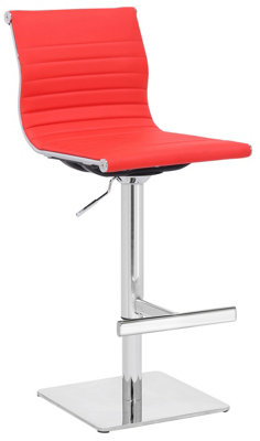 Rovigo Deluxe Breakfast Bar Stool, Chrome Footrest, Height Adjustable Swivel Gas Lift, Home Bar & Kitchen Barstool, Red