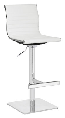 Rovigo Deluxe Breakfast Bar Stool, Chrome Footrest, Height Adjustable Swivel Gas Lift, Home Bar & Kitchen Barstool, White