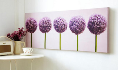 Row Of Alliums Printed Canvas Floral Wall Art