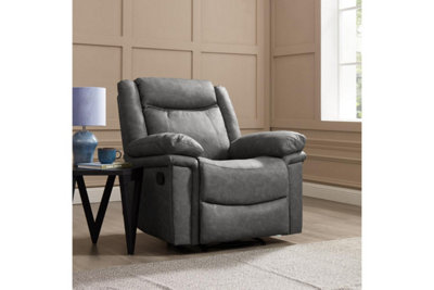 Rowan 1 Seater Recliner Armchair, Dark Grey Faux Leather