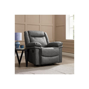 Rowan 1 Seater Recliner Armchair, Dark Grey Faux Leather