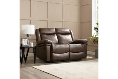 Rowan 2 Seater Recliner Sofa, Dark Brown Faux Leather