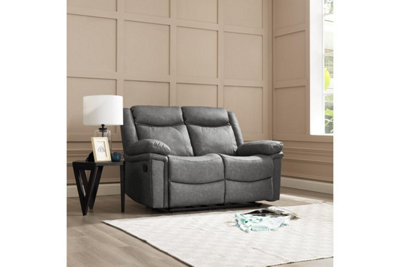 Rowan 2 Seater Recliner Sofa Dark Grey Faux Leather DIY at B Q