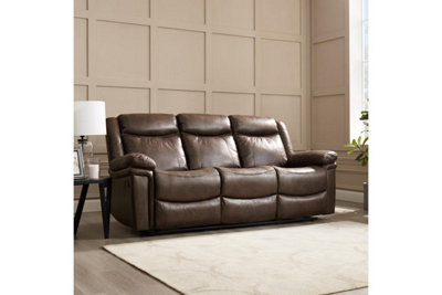 Rowan 3 Seater Recliner Sofa, Dark Brown Faux Leather