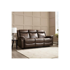 Rowan 3 Seater Recliner Sofa, Dark Brown Faux Leather
