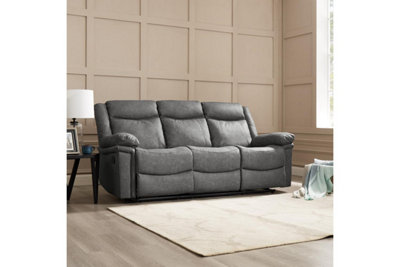 Rowan 3 Seater Recliner Sofa, Dark Grey Faux Leather