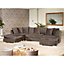 Rowan Large 338cm Wide Mole Taupe Velvet Fabric U-Shaped Corner Sofa with Chrome Effect Legs