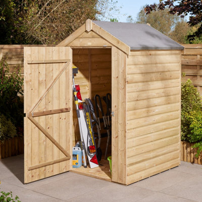 Rowlinson 4x4 Shiplap Apex Shed Single Door