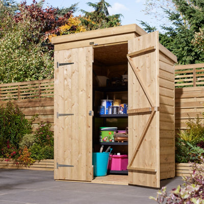 Rowlinson 4x4 Shiplap Pent Shed Double Door