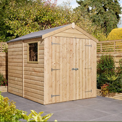 Rowlinson 8x6 Shiplap Apex Shed Double Doors with Window