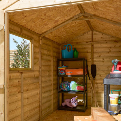 Rowlinson 8x6 Shiplap Apex Shed Double Doors with Window