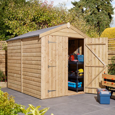 Rowlinson 8x6 Shiplap Apex Shed Double Doors