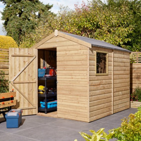 Rowlinson 8X6 Shiplap Apex Shed Single Door with Window Pressure Treated