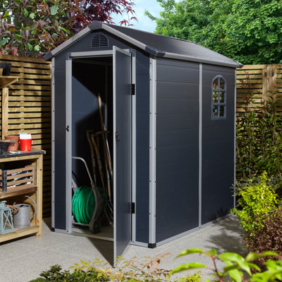 Rowlinson Airevale 4X6 Plastic Apex Shed - Dark Grey