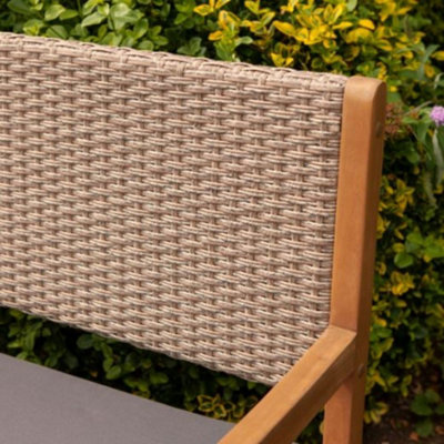 Rowlinson Alderley Rattan Garden Storage Seat Bench Outdoor Natural 2 Seater
