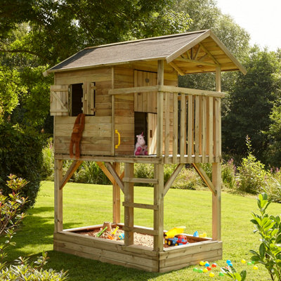 Rowlinson Beach Hut Playhouse with Sandpit