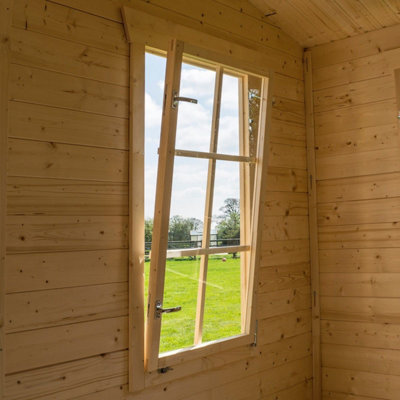 Rowlinson Garden Studio Wooden Summer House Room Log Cabin Natural Timber
