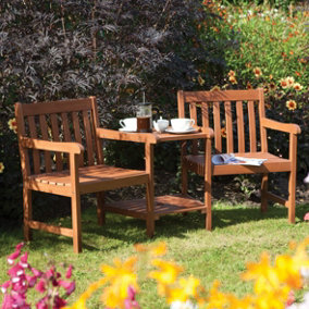 Rowlinson Hampton Companion Love Seat Wooden Chair Table Garden Patio