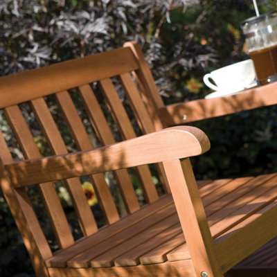 Rowlinson Hampton Companion Love Seat Wooden Chair Table Garden Patio