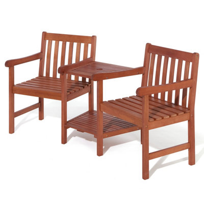 Rowlinson Hampton Companion Love Seat Wooden Chair Table Garden Patio - 5
