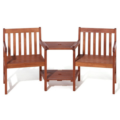 Rowlinson Hampton Companion Love Seat Wooden Chair Table Garden Patio - 6