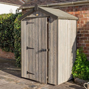 Rowlinson Heritage Dark Grey Trim 4x3 Wooden Garden Shed Storage Lockable Apex