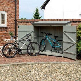Rowlinson Heritage Wallstore Wooden Dark Grey Trim Garden Bike Shed Storage Unit