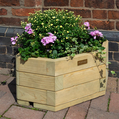 Rowlinson Marberry Corner Planter Wooden Raised Flower Bed Pot Patio ...