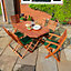 Rowlinson Plumley Hardwood Six Seat Dining Set - Green Cushions