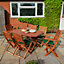 Rowlinson Plumley Hardwood Six Seat Dining Set - Green Cushions