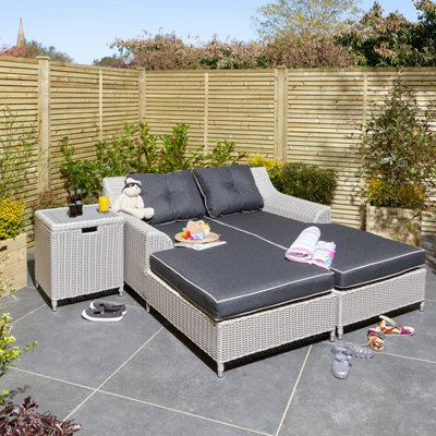 Rowlinson Prestbury Twin Sun Lounger Putty Grey