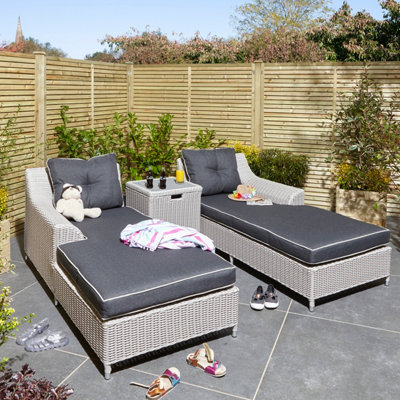 Rowlinson Prestbury Twin Sun Lounger Putty Grey