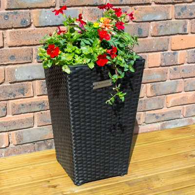 Rowlinson Rattan Square Planter 2 Pack - Black