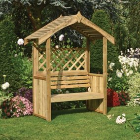 Rowlinson Salisbury Arbour Wooden Timber Garden Seat Bench Trellis