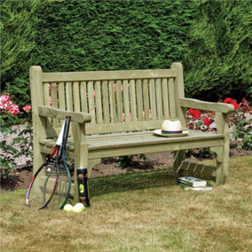 Rowlinson Softwood Wooden Garden Park Patio Bench 3 Seater