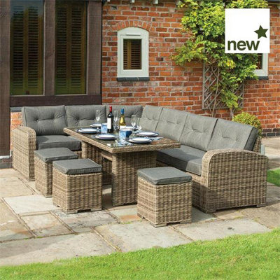 Outdoor corner sofa dining deals set 5 piece