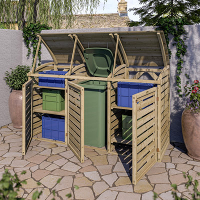 Rowlinson Timber Single Bin With Double Box Store