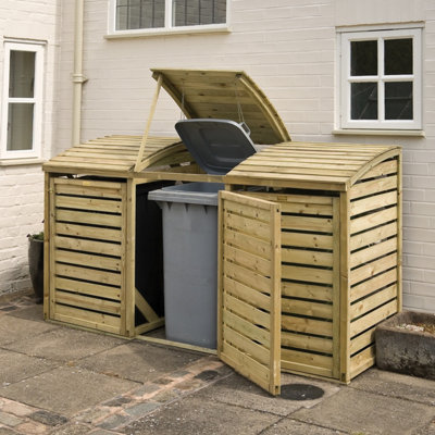 Rowlinson Triple Bin Store Timber