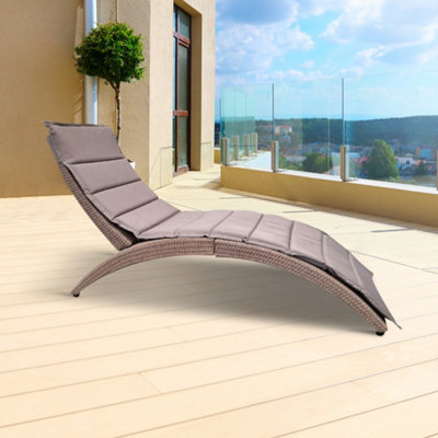 Rowlinson Truro Rattan Sun Lounger with Cushion
